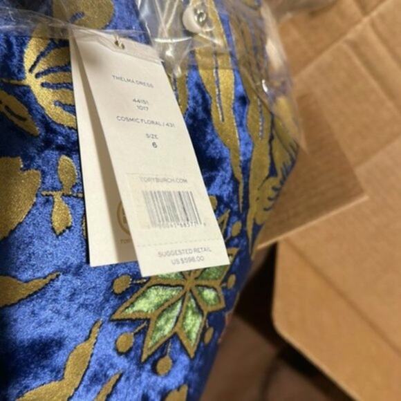 Tory Burch Thelma Floral Print Shift Dress Blue Dahlia size 6 - Picture 13 of 15